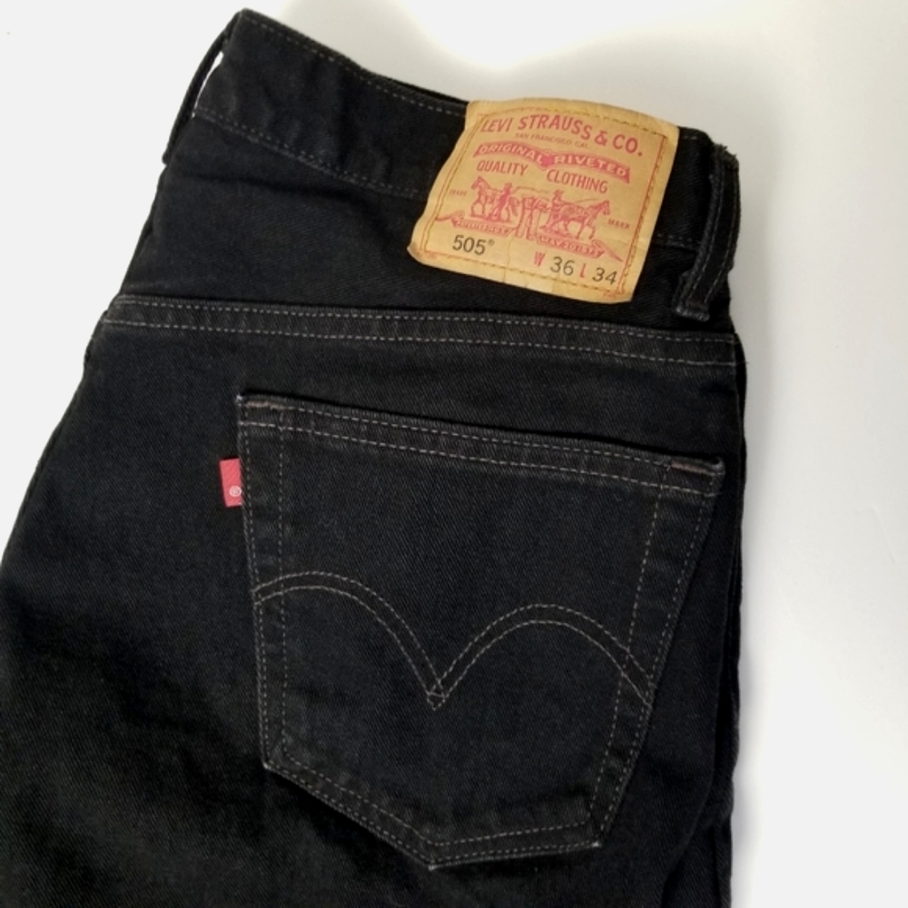 Levi's 505 Men's Black W36 L34 - Picture 2 of 11